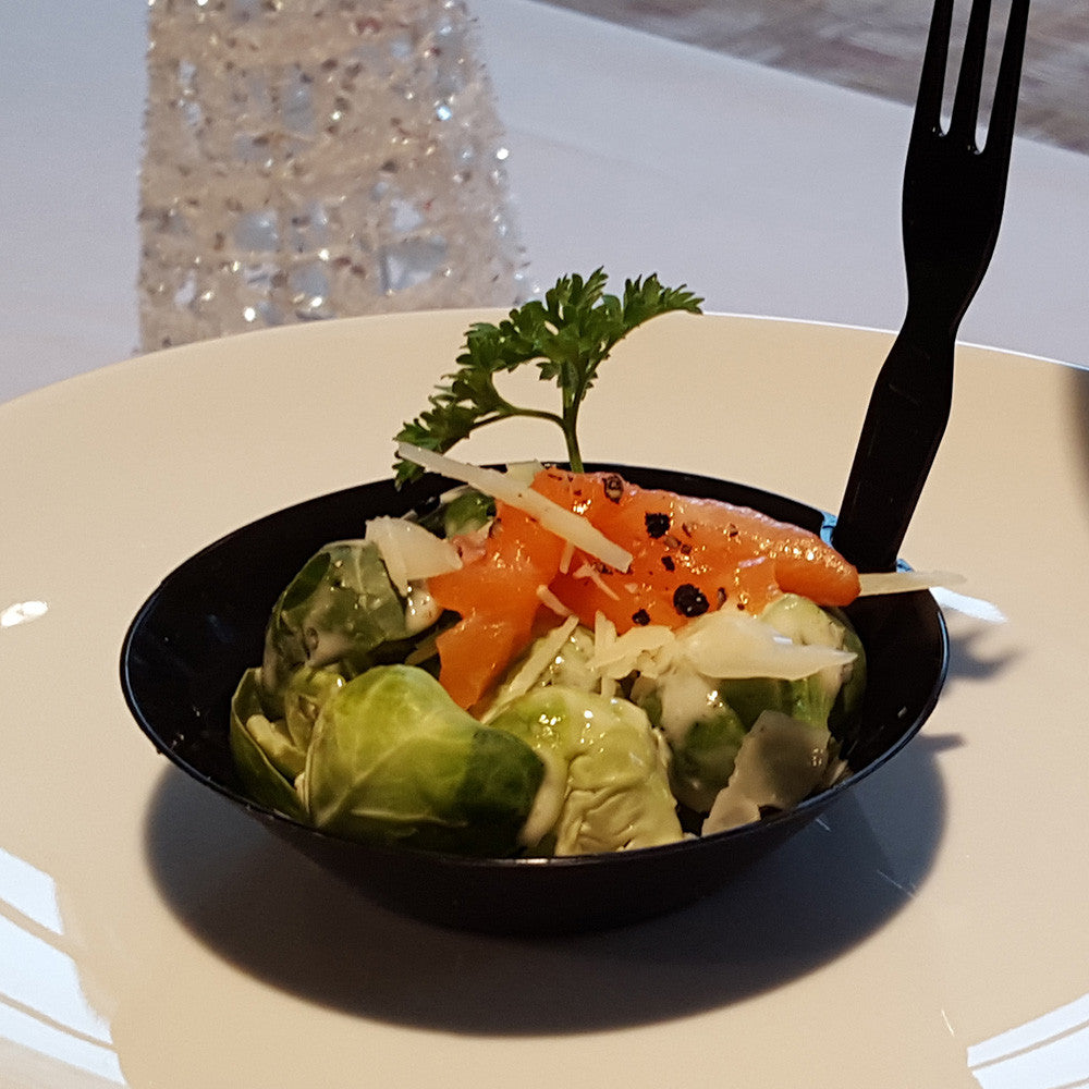4 Oz Round Bowls with Utensil Hangers - 4" - 200 Count Case, PLA-SelfEco Caterware